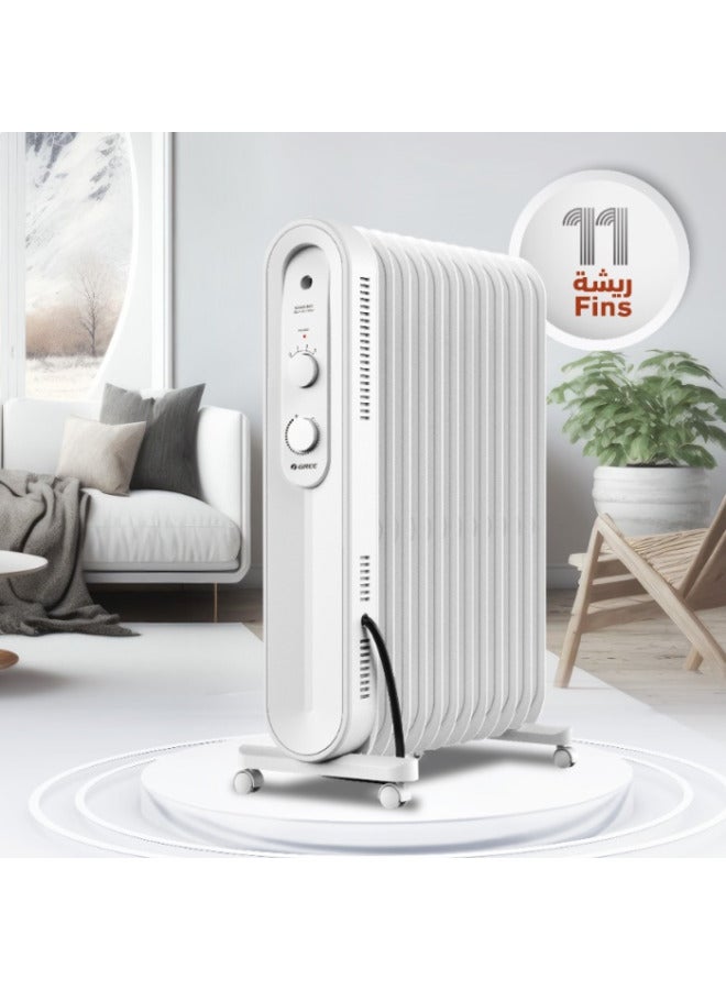 GREE 11-Fins Oil Heater 2200 W NYWK18-22-11 White - Image 4