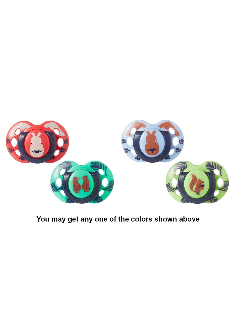 tommee tippee - Pack Of 2 Fun Style Soothers, Symmetrical Orthodontic Design, BPA-Free Silicone Baglet 18-36 Months Colours And Designs Vary - Image 1