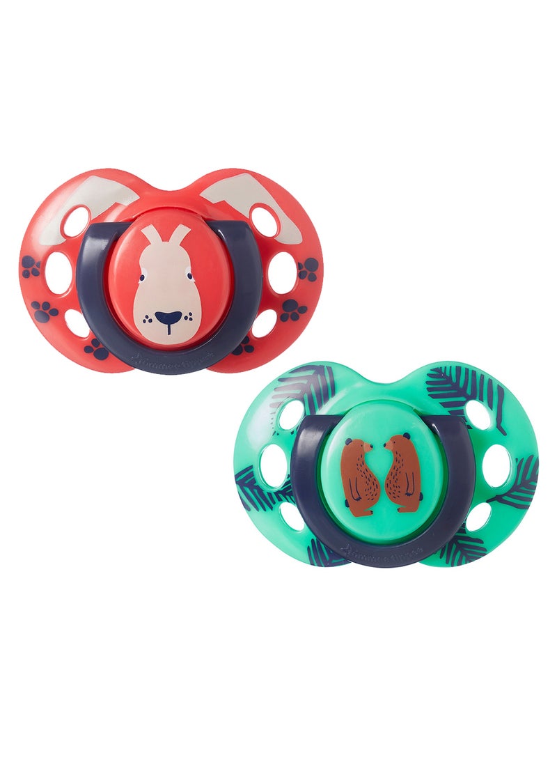tommee tippee - Pack Of 2 Fun Style Soothers, Symmetrical Orthodontic Design, BPA-Free Silicone Baglet 18-36 Months Colours And Designs Vary - Image 1