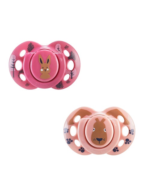 Pack Of 2 Fun Style Soothers, Symmetrical Orthodontic Design, BPA-Free Silicone Baglet 18-36 Months Colours And Designs Vary