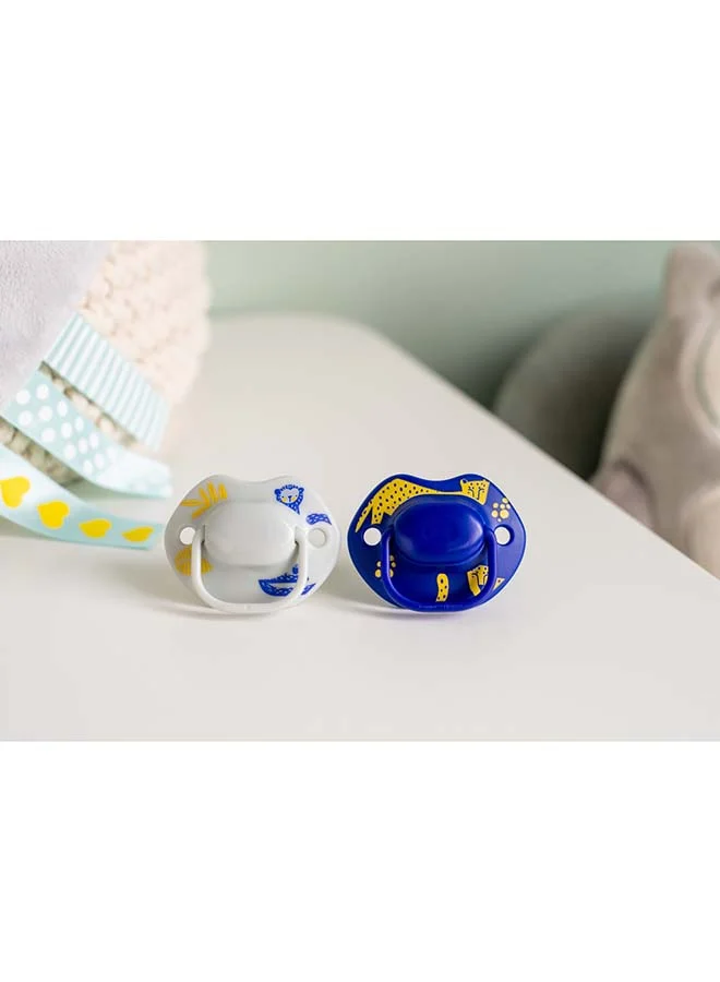 تومي تيبي Pack Of 2 Moda Soothers, Symmetrical Orthodontic Design 6-18 Months, Colours And Designs Vary