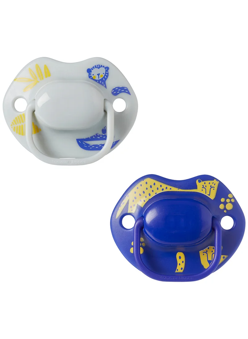 تومي تيبي Pack Of 2 Moda Soothers, Symmetrical Orthodontic Design 6-18 Months, Colours And Designs Vary