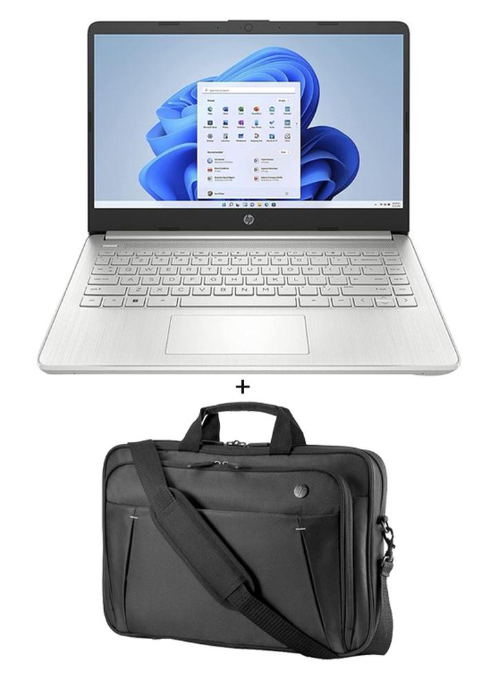 HP أحدث كمبيوتر محمول 14 خفيف الوزن لعام 2023 مزود بشاشة عالية الدقة مقاس 14 بوصة ومعالج Celeron وذاكرة وصول عشوائي DDR4 سعة 4 جيجابايت ومحرك أقراص SSD Nvme سعة 256 جيجابايت ورسومات Intel HD ونظام تشغيل Windows 11 مع حقيبة HP مجانية - Image 1