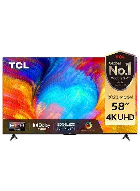 58 Inch 4K UHD Smart TV With Built-In Chromecast And Google Assistance, Hands-Free Voice Control, Dolby Audio, HDR10 And Micro Dimming technology, Edgeless Design 58T635 Black