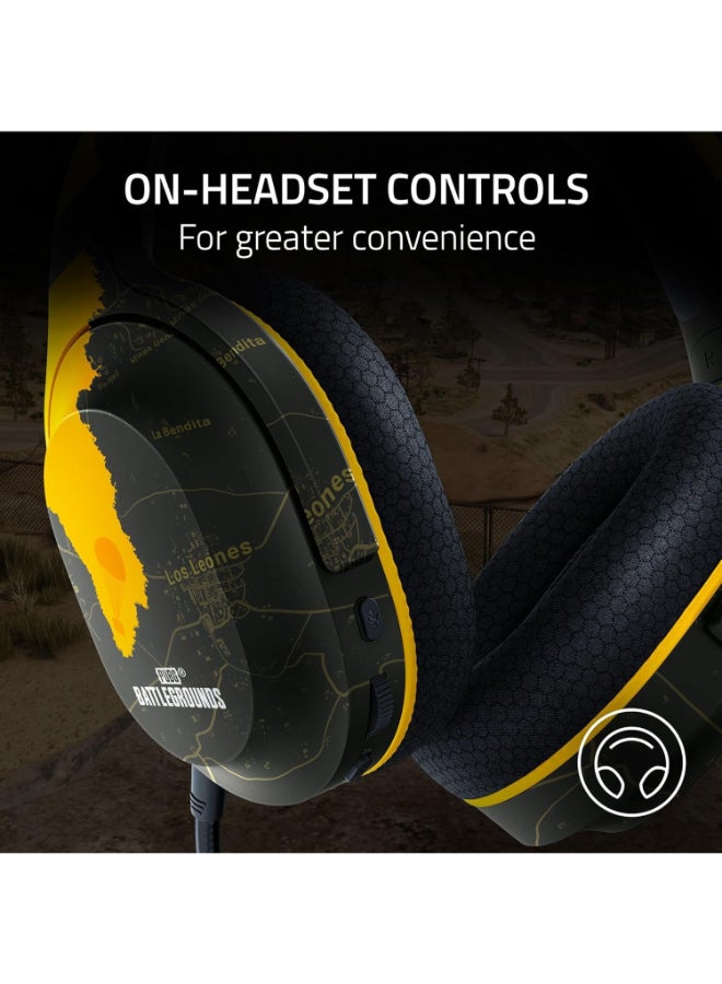Razer Barracuda X Wireless Gaming &amp; Mobile Headphone PUBG Battleground Edition، PC، Playstation، Android، iOS، 2.4 جيجا هرتز لاسلكي + بلوتوث، برامج تشغيل 40 مم، ميكروفون قابل للفصل - أسود/أصفر