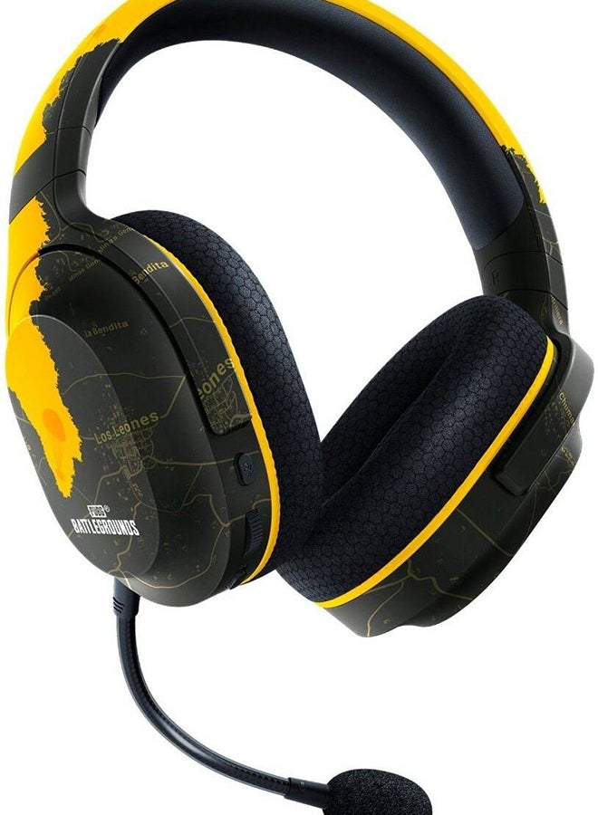 Razer Barracuda X Wireless Gaming &amp; Mobile Headphone PUBG Battleground Edition، PC، Playstation، Android، iOS، 2.4 جيجا هرتز لاسلكي + بلوتوث، برامج تشغيل 40 مم، ميكروفون قابل للفصل - أسود/أصفر