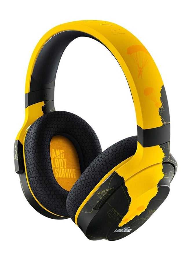 Razer Barracuda X Wireless Gaming &amp; Mobile Headphone PUBG Battleground Edition، PC، Playstation، Android، iOS، 2.4 جيجا هرتز لاسلكي + بلوتوث، برامج تشغيل 40 مم، ميكروفون قابل للفصل - أسود/أصفر