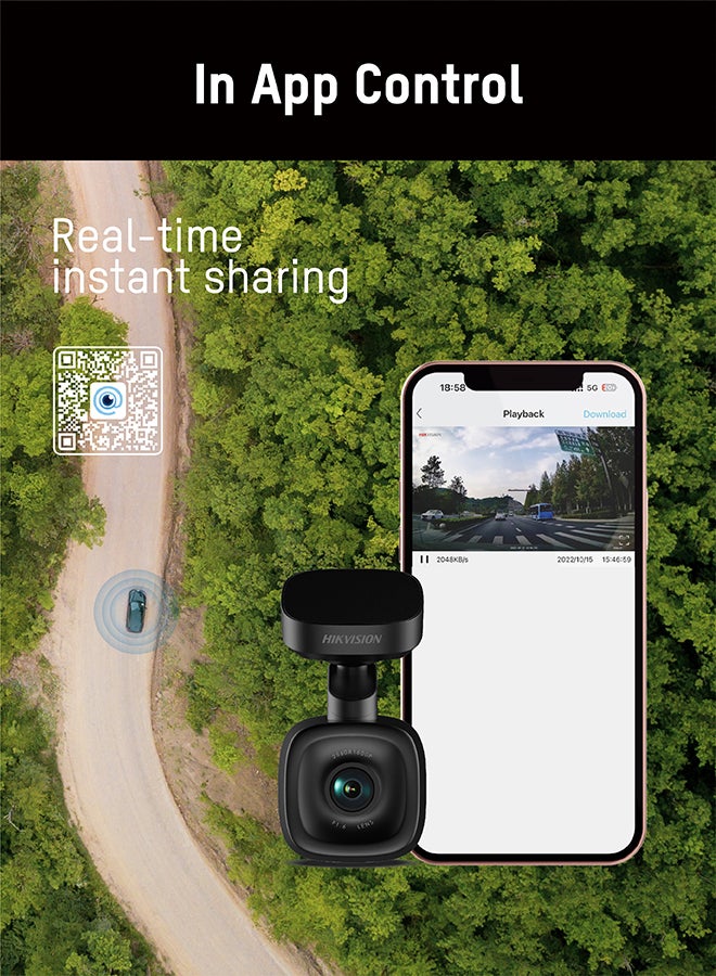 هيك فيجن - F6Pro 2.5K Dash Cam، قناة أمامية، شاشة 3 بوصة، تطبيق، GPS، ADAS، التحكم الصوتي، تسجيل حلقة، مكثف فائق مدمج - Image 1