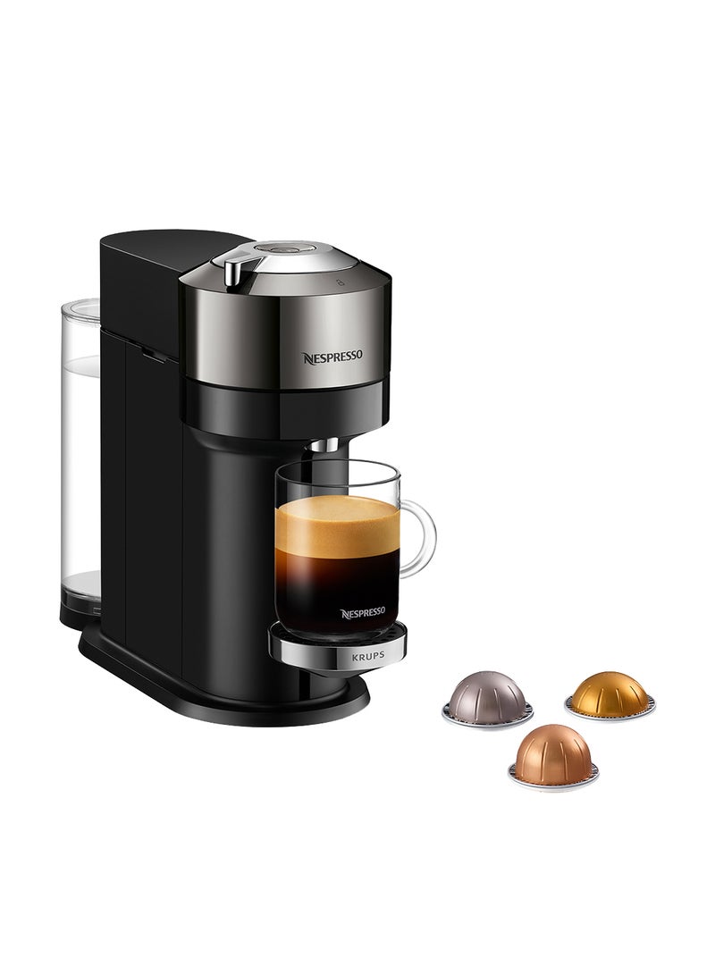 Nespresso - Vertuo Next Deluxe Coffee Espresso Machine New By Krups Single Serve Coffee And Espresso Maker One Touch To Brew 1.1 L 1500 W XN910C Black/Silver - Image 1