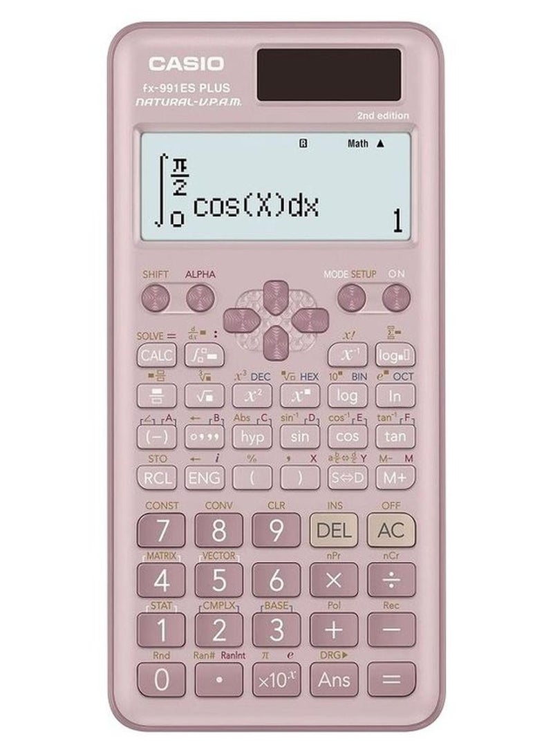 CASIO FX-991ESPLUS2PKWDT 10+2 Digit Standard Scientific Calculator With 417 Functions Pink
