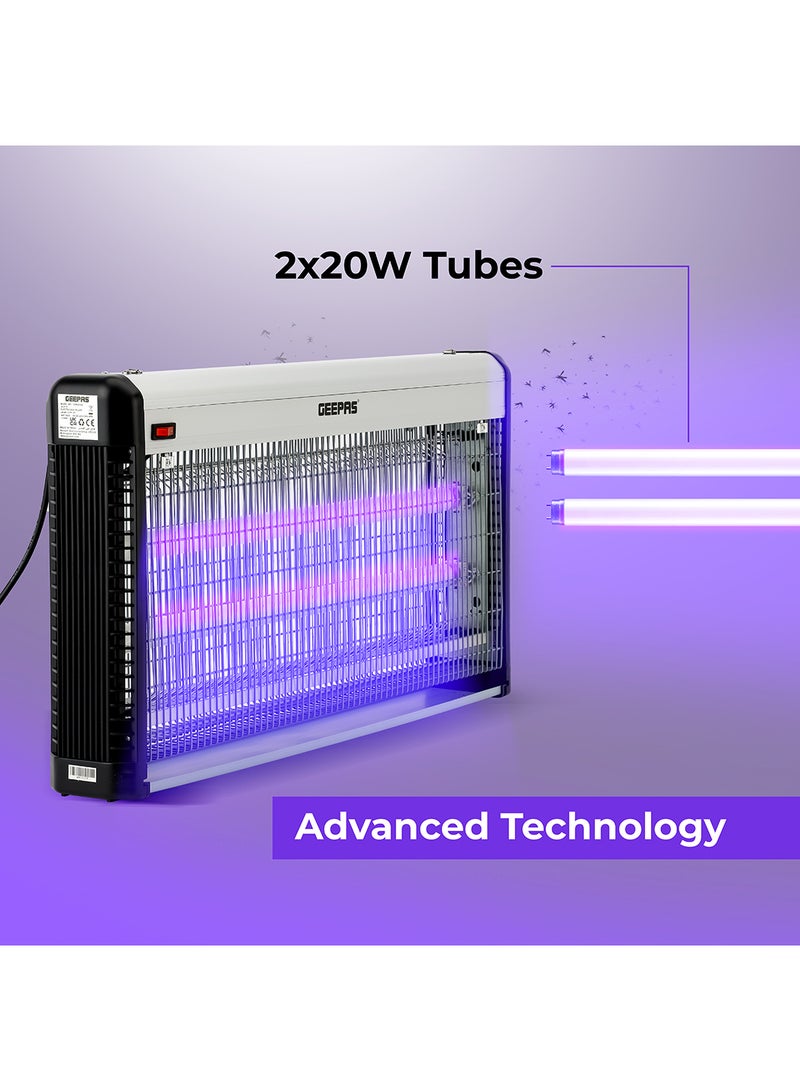 GEEPAS - Electric Automatic Pest Bug Killer With 2X20 W Ultra Violet Tubes No Poisonous Vapor No Smell And No Pollution Advanced Technology Low Power Consumption Suitable For Home 40 W GBK25604Q White - Image 1
