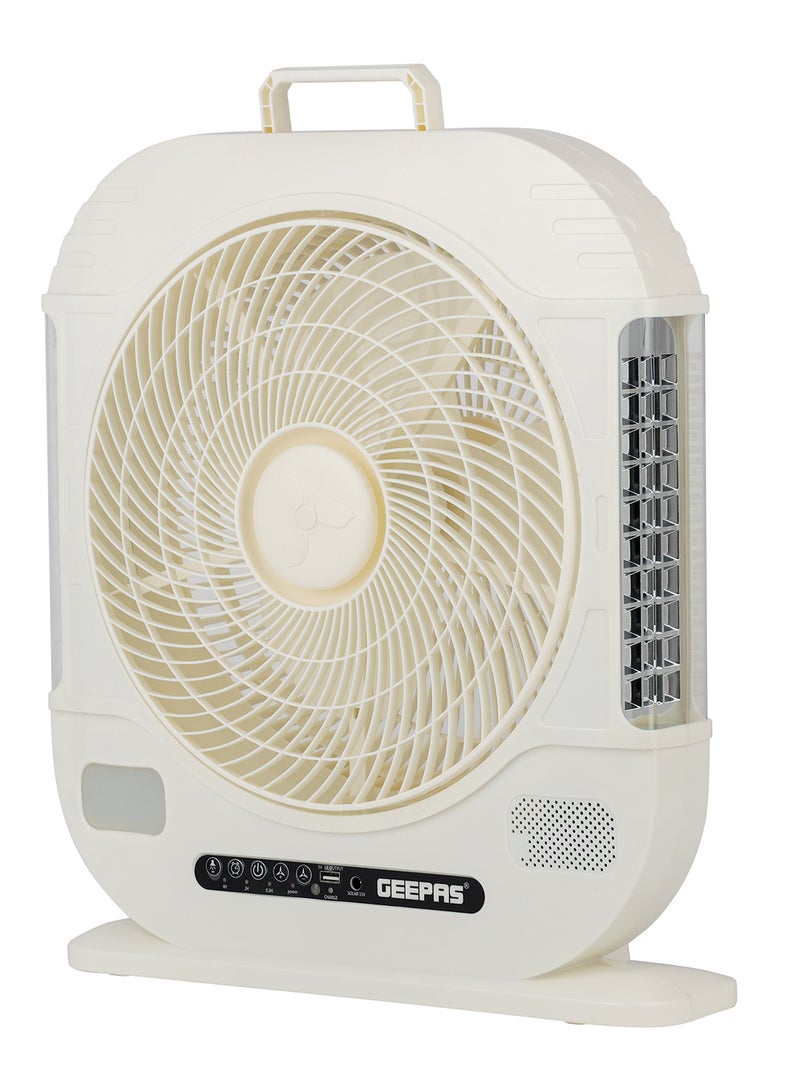 GEEPAS - 12" Rechargeable Fan with Remote Control With LED Light Function, High Performance Fan with Working Time up to 20 Hours, 3-Speed Controls| Powerful and Efficient Cooling| High Performance Motor for High Speed Wind| 2 Years Warranty GF21190 White - Image 1