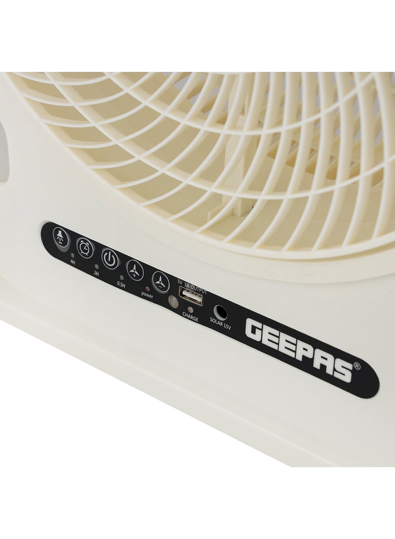 GEEPAS - 12" Rechargeable Fan with Remote Control With LED Light Function, High Performance Fan with Working Time up to 20 Hours, 3-Speed Controls| Powerful and Efficient Cooling| High Performance Motor for High Speed Wind| 2 Years Warranty GF21190 White - Image 1