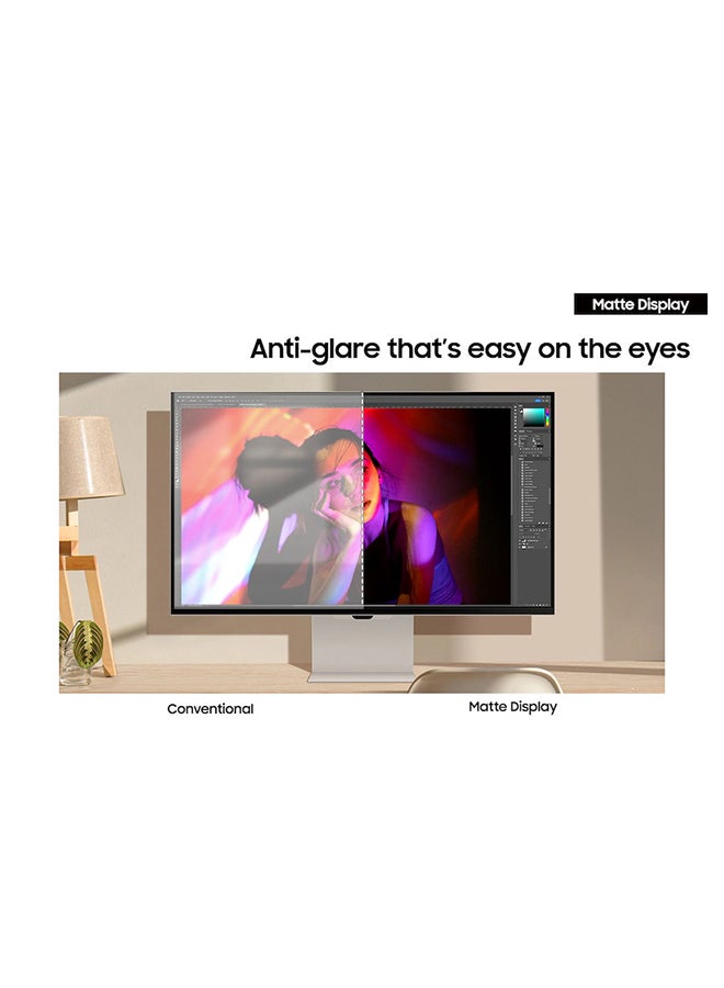 Samsung - 27 inch ViewFinity S9 5K QLED Matte display with Detachable Webcam Compatible with Mac Smart TV App, Bixby, Thunderbolt™ 4, Ergonomic Design, Color Support 1B Silver - Image 1