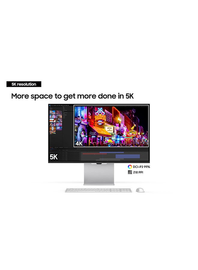 Samsung - 27 inch ViewFinity S9 5K QLED Matte display with Detachable Webcam Compatible with Mac Smart TV App, Bixby, Thunderbolt™ 4, Ergonomic Design, Color Support 1B Silver - Image 1