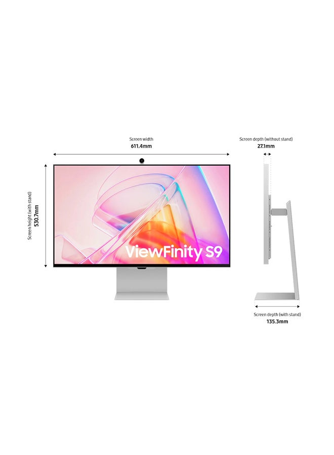 Samsung - 27 inch ViewFinity S9 5K QLED Matte display with Detachable Webcam Compatible with Mac Smart TV App, Bixby, Thunderbolt™ 4, Ergonomic Design, Color Support 1B Silver - Image 1
