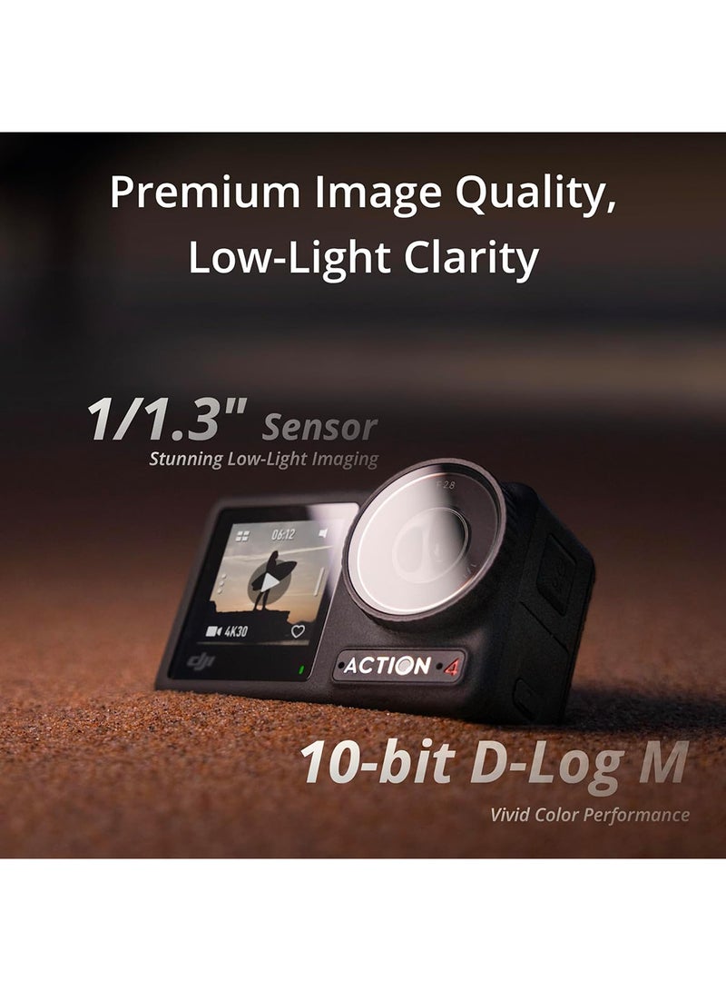 dji Osmo Action 4 Standard Combo - 4K/120fps Waterproof Action Camera With 1/1.3-Inch Sensor, 10-bit & D-Log M Color Performance, Long-Lasting Battery, UAE Version With Official Warranty Support - Image 2
