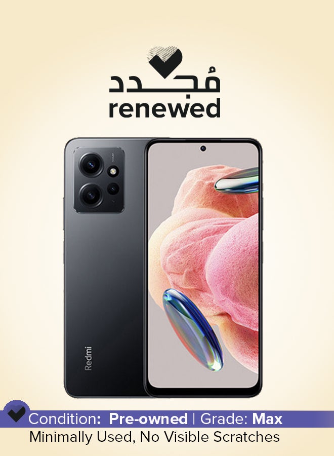 شاومي تم تجديده - هاتف Redmi Note 12 ثنائي الشريحة باللون الرمادي العقيق وذاكرة الوصول العشوائي (RAM) سعة 4 جيجابايت وسعة تخزين داخلية 128 جيجابايت ويدعم تقنية 4G - Image 1