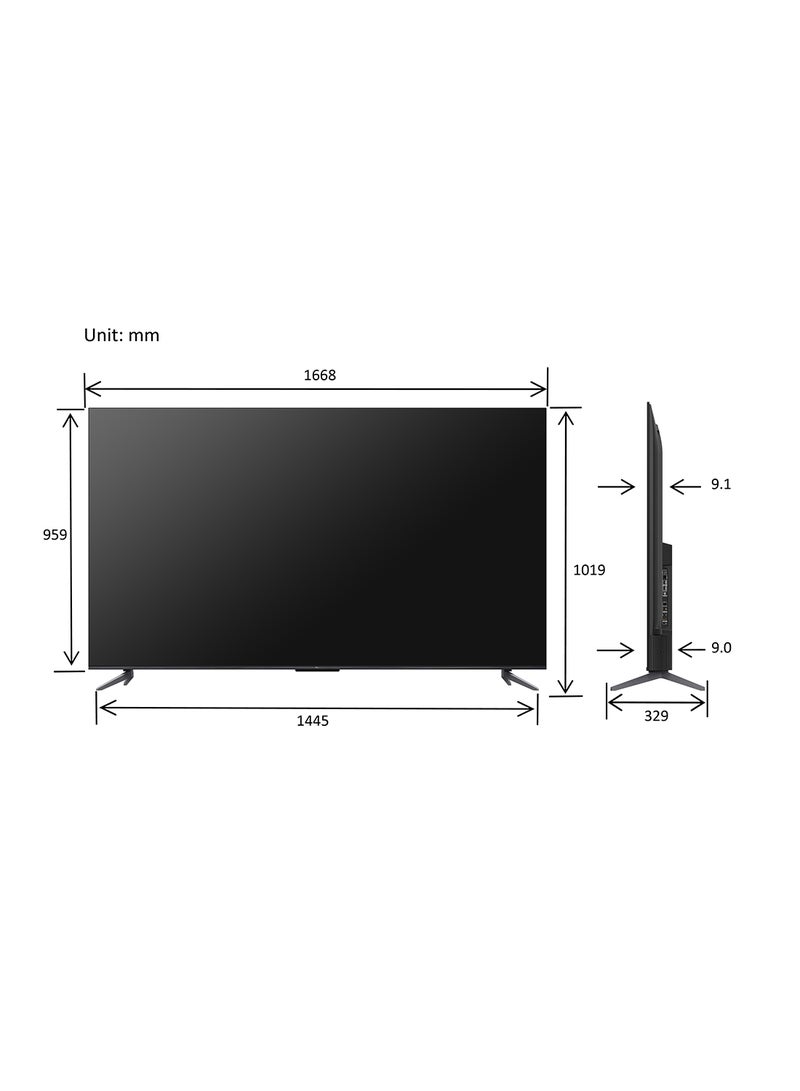75 Inch QLED Smart TV, Dolby Vision Atmos, HDR 10+, 120Hz Game Accelerator, HDMI 2.1, DtsHD, AMD FreeSync With Gaming In Dol By Vision 75C645 Black