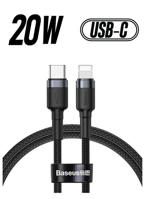 1M USB C To Lightning 20W QC3.0 Power Delivery Nylon Braided Cable For Iphone 14 13 13 Pro 12 Pro Max 12 11 X XS XR 8 Plus iPad Black
