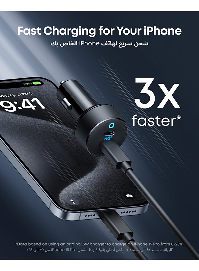 آنكر شاحن سيارة USB C، محول سيارة PowerIQ 3.0 من النوع C بقدرة 40 وات، PowerDrive III Duo مع توصيل الطاقة لأجهزة iPhone 14 13 12 11 X XS Pro Max mini وGalaxy S22/S20/S10 وPixel وiPad/iPad mini والمزيد  - Image 3