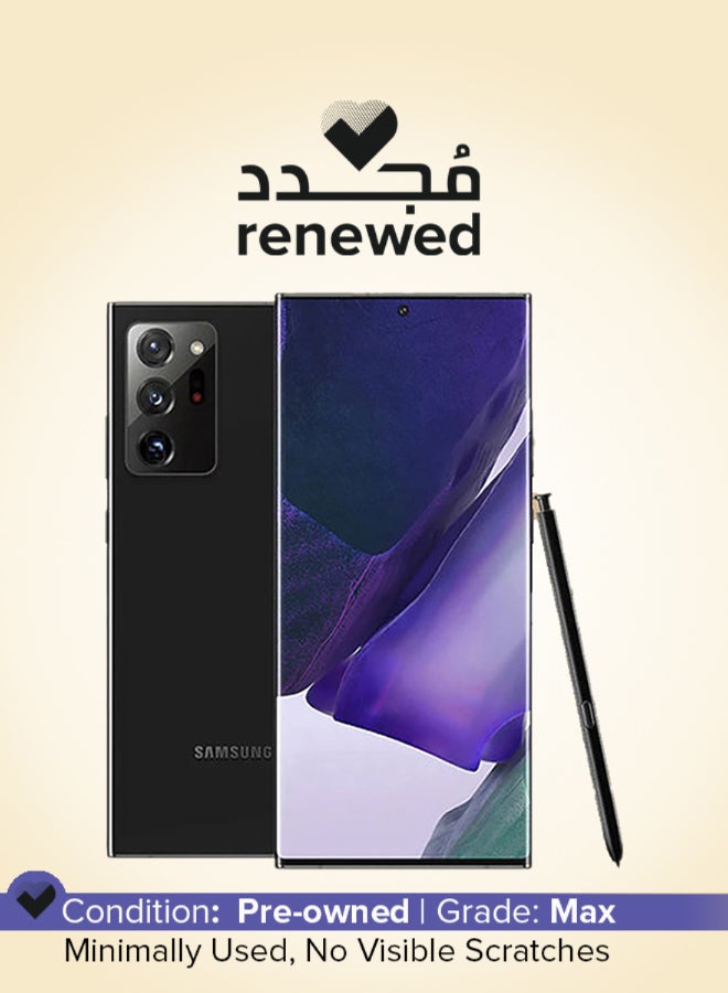 سامسونج تم تجديده - Galaxy Note20 Ultra Mystic Black، وذاكرة الوصول العشوائي (RAM) سعة 12 جيجابايت، وذاكرة الوصول العشوائي (RAM) سعة 128 جيجابايت، ويدعم شبكة الجيل الخامس (5G). - Image 1