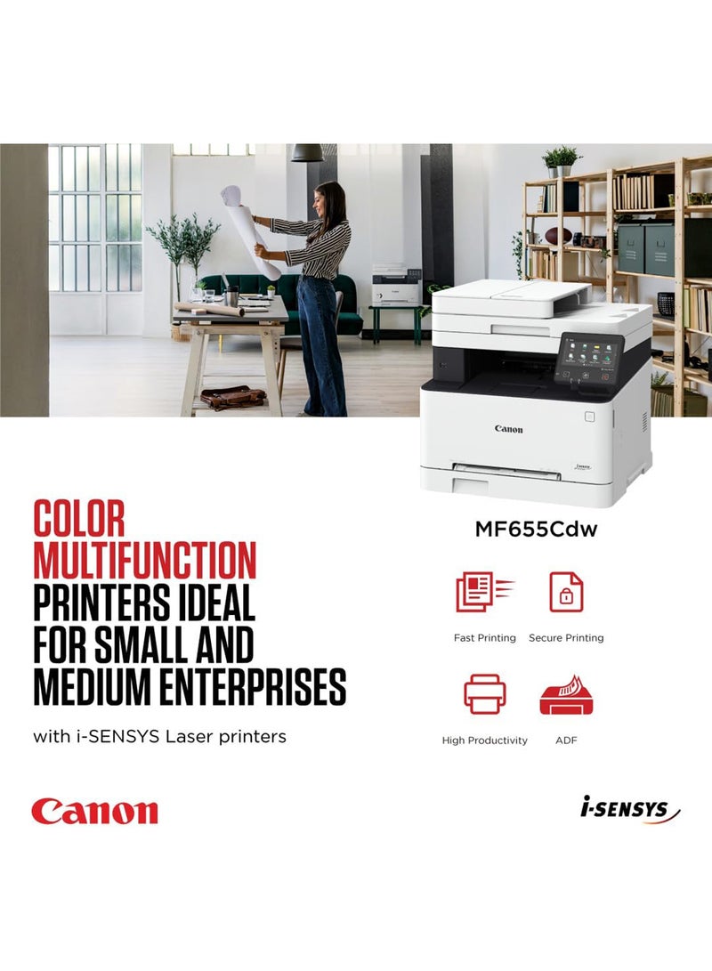 i-SENSYS MF655Cdw 21ppm 3-in-1 (Print, Copy, Scan) Multifunction Colour Wi-Fi Printer White/Black - pnsku/N53426490A/45/_/1709650215/f2245ed0-46d5-4dd2-bab6-4a6d6e892cfb