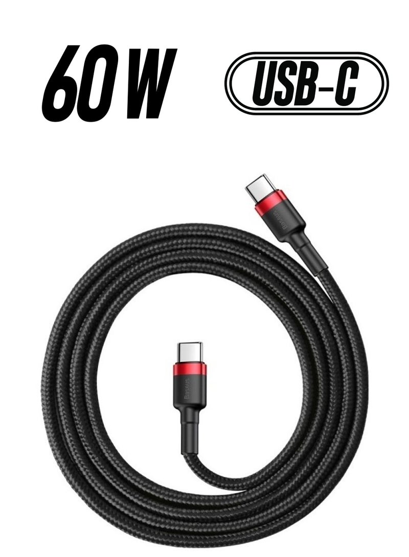 Baseus USB C to USB C Cable (1M), 60W Fast Charging USB Type C Charger Cable Braided for Samsung Galaxy, iPad Pro, MacBook Pro 2020, Surface Book 2,and All Type C Devices Red/Black Red/Black  - Image 1