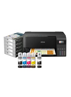 طابعة EcoTank L3550 Home Ink Tank، طابعة A4 ملونة عالية السرعة 3 في 1 مع واي فاي مباشر، طابعة صور، مع اتصال التطبيق الذكي، أسود + صندوق ورقي مجاني للأعمال