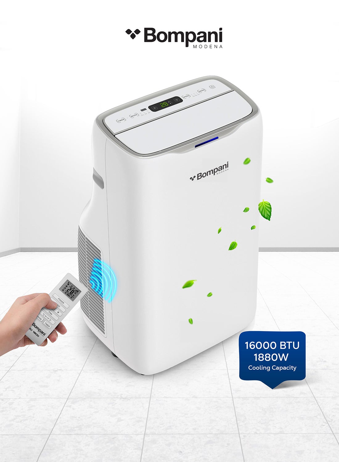 16000 BTU R410A Overload Protection Self Diagnos Function Portable Air Conditioner 1.6 TON 1880 W BO1600 White 