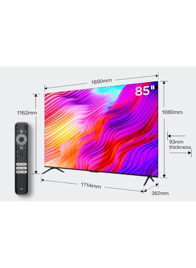 TCL 85 Inch 4K Ultra HD Smart TV, Google TV With 120Hz Game Accelerator, Dolby Vision & Atmos, HDR 10, Built-In Chromecast Assistant, 60HZ MEMC, (2023 Model) 85P745 Black 85P745 Black  - Image 3