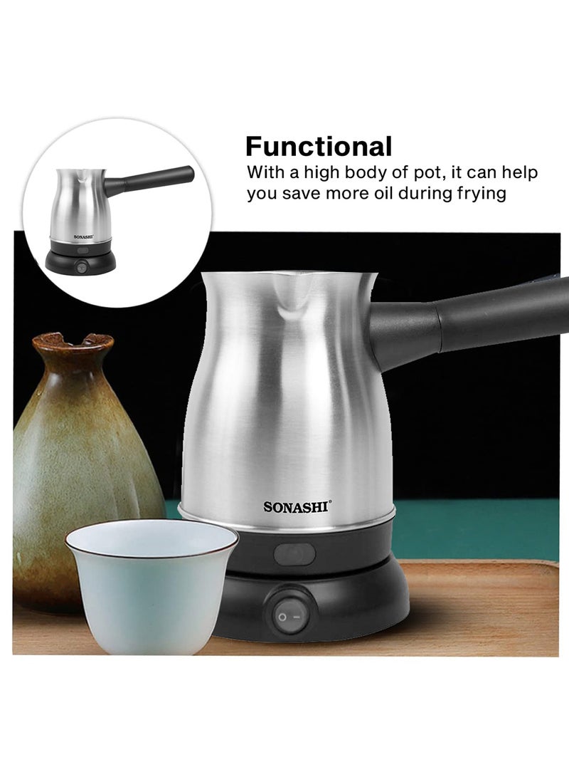SONASHI - Turkish Coffee Maker with 800ml Jar - 360-Degree Cordless Base with Removable Handle | Auto Shut Off Feature STCM-4972 Silver/Black - Image 1