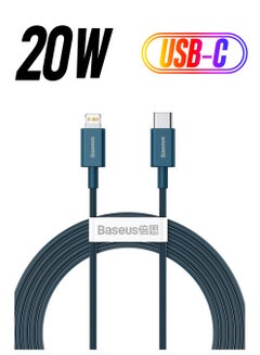 USB C to Lightning Fast Charging Data Cable PD 20W Superior Series Type C for Apple iPhone 14 Pro Max /Plus/13/12/11 Pro Max Mini XS X 8 7 6 5 SE iPad and More Blue