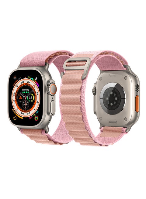 Apple Watch Band 49Mm 45Mm 44Mm 42Mm Alpine Loop Band Women Men Adjustable With Metal G-Hook Strap For iWatch Ultra Series SE 8/7/6/5/4/3/2/1 Pink/White