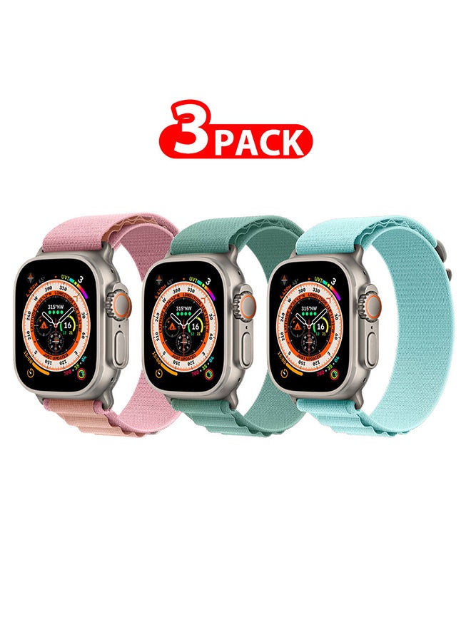 MARGOUN - 3 Pack Apple Watch Band 49mm 45mm 44mm 42mm Alpine Loop For Women Men Adjustable With Metal G-Hook Strap iWatch Ultra Series SE 8/7/6/5/4/3/2/1 Multicolour - Image 1