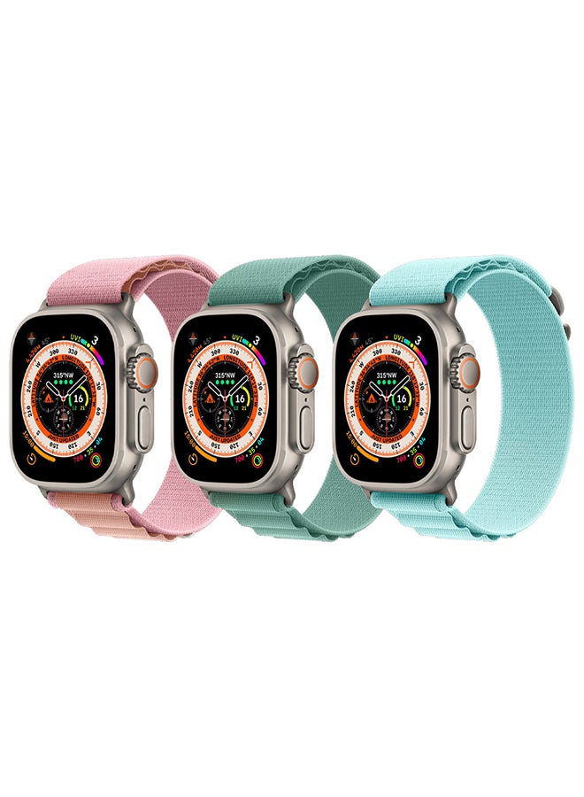 MARGOUN - 3 Pack Apple Watch Band 49mm 45mm 44mm 42mm Alpine Loop For Women Men Adjustable With Metal G-Hook Strap iWatch Ultra Series SE 8/7/6/5/4/3/2/1 Multicolour - Image 1