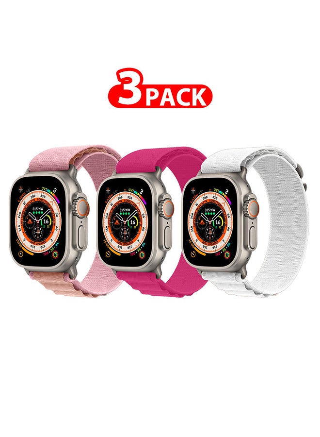 MARGOUN - 3 Pack For Apple Watch Band 49Mm 45Mm 44Mm 42Mm Alpine Loop Band Women Men Adjustable With Metal G-Hook Strap For iWatch Ultra Series SE 8/7/6/5/4/3/2/1 Multicolour - Image 1