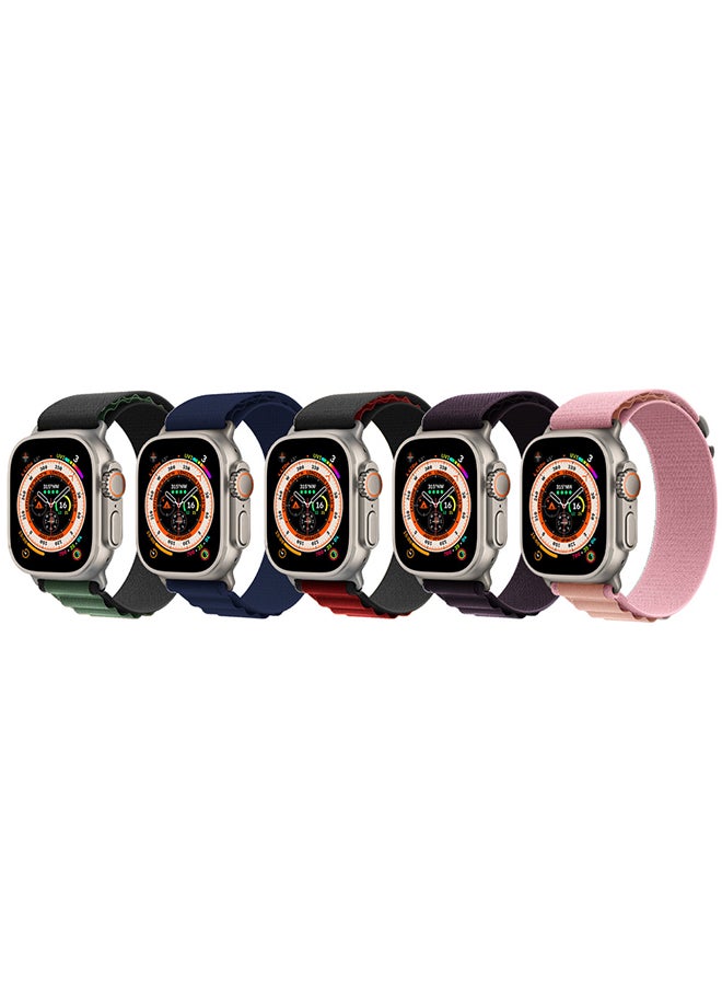 MARGOUN - 5 Pack For Apple Watch Band 49mm 45mm 44mm 42mm Alpine Loop Band Women Men Adjustable With Metal G Hook Strap For iWatch Ultra Series SE Multicolour - Image 1