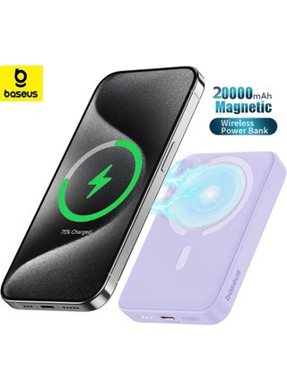 20000 mAh Magnetic Power Bank, PD 20W Portable Charger, Wireless Power Bank, Fast Charging with USB-C Cable, Magsafe Portable Charger, Fast Wireless Battery Pack with 20W USB-C for Apple iPhone 16 Pro/Max/Plus, 15/14/13/12 Series, Samsung Galaxy S24/S23/S22, AirPods, and More Purple - pnsku/N53428677A/45/_/1736264290/346a7684-921c-4b6d-9a95-70d31808e612