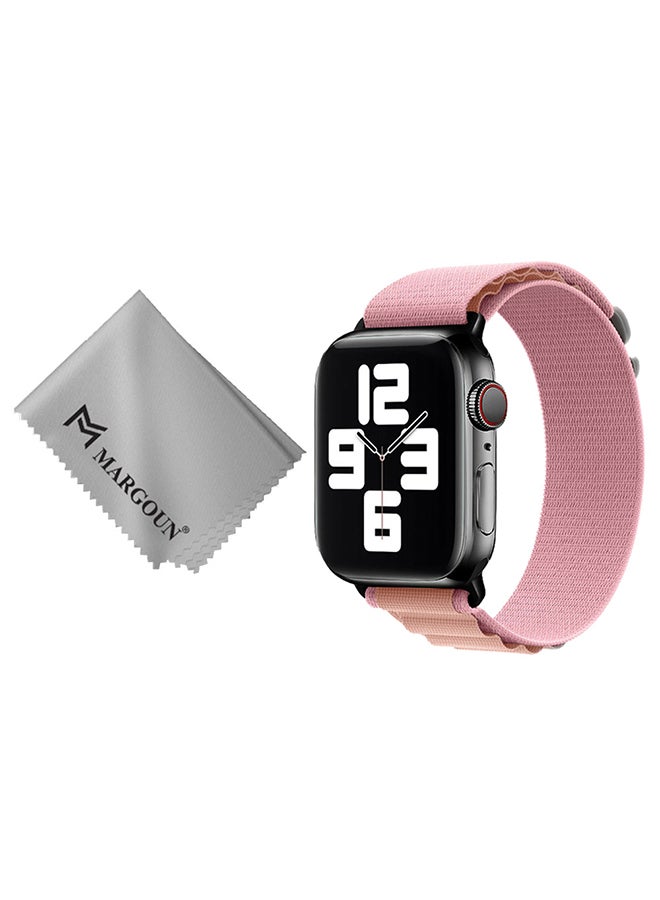 MARGOUN - 2 Packs Of Apple Watch Band And Microfiber Cloth Alpine Loop Band 38Mm 40Mm 41Mm Women Men Adjustable With Metal G-Hook Strap For iWatch Series 7/SE/6/5/4/3/2/1 Pink/White - Image 1