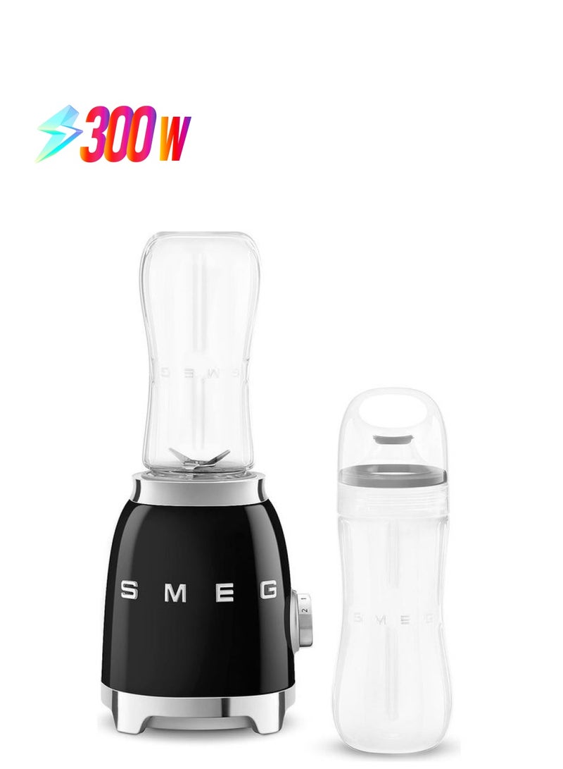 سميج - خلاط طراز ريترو 50's، 2 إعدادات للسرعة، وزجاجتان للتنقل 300 W PBF01BLUK - Image 1