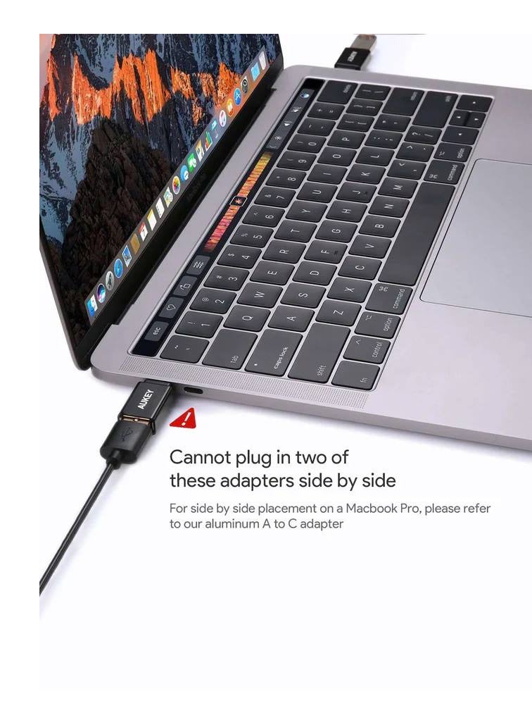 Aukey - USB C OTG Adapter (3 Pack) USB C to USB 3.0 A OTG Adapter - SuperSpeed Connection - Wide Compatibility - Minimalist Design A tiny, lightweight, durable adapter Black - Image 1