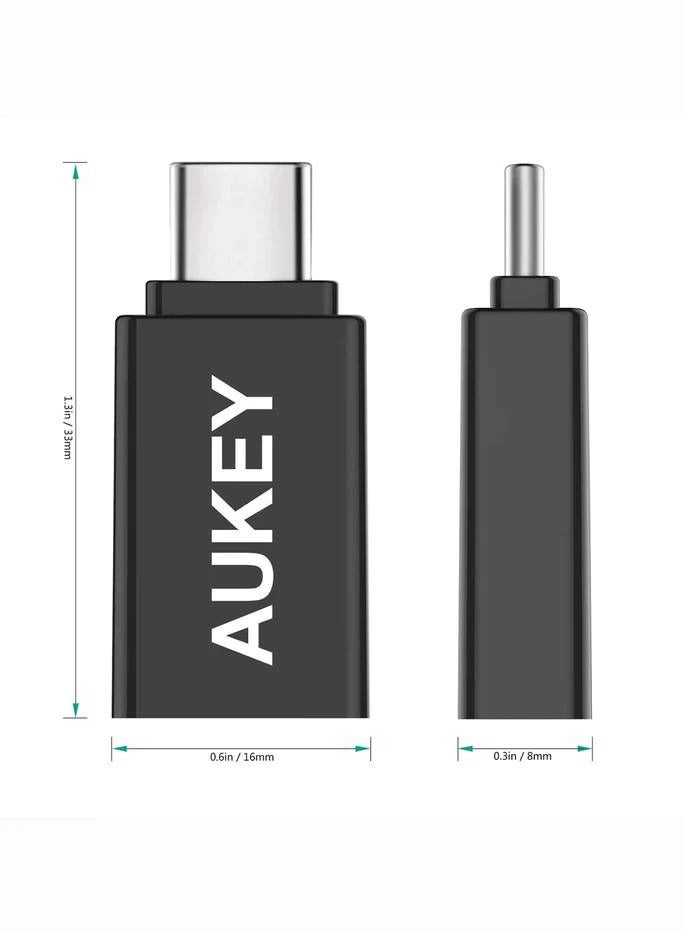 Aukey - USB C OTG Adapter (3 Pack) USB C to USB 3.0 A OTG Adapter - SuperSpeed Connection - Wide Compatibility - Minimalist Design A tiny, lightweight, durable adapter Black - Image 1