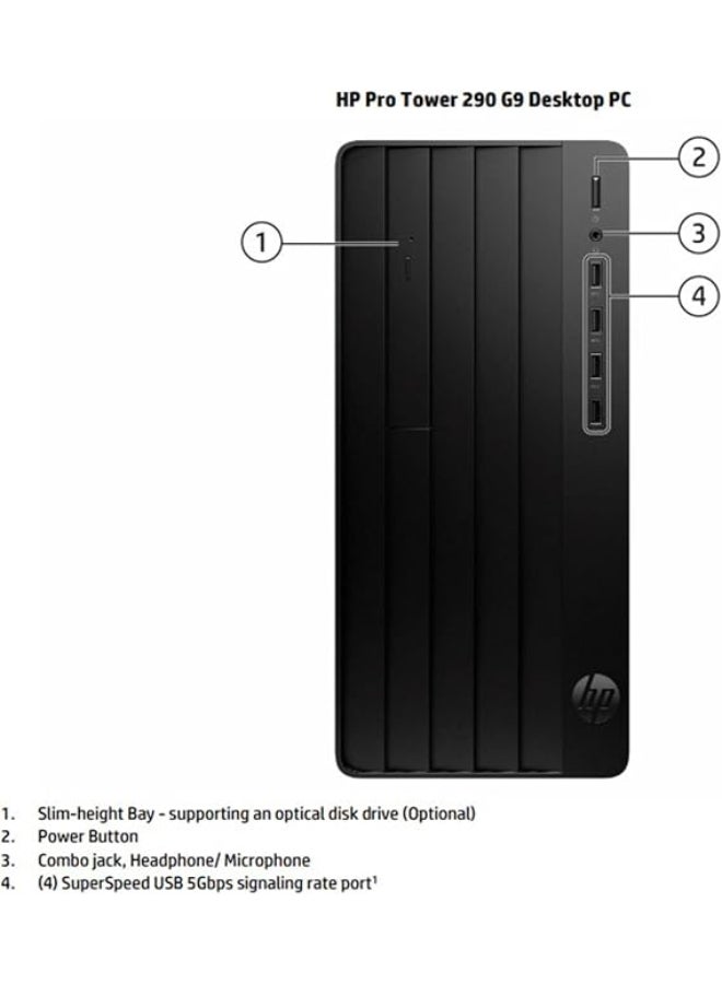 HP - 290 G9 Desktop Tower PC, Intel Core i7-12700 12Th Generation 16Gb Ram 1Tb HDD + 512Gb SSD Windows11 Pro Keyboard + Mouse Black - Image 1