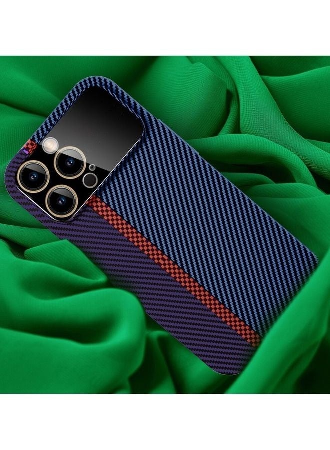 مارجون Aramid Carbon Fiber Case For Apple Iphone 12 Pro, Large Window Camera Protection Unique Design Mixed Amazing Color - Blue - Image 4