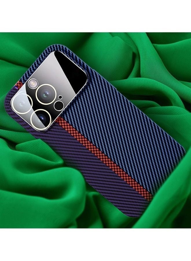 مارجون Aramid Carbon Fiber Case For Apple Iphone 14 Pro, Large Window Camera Protection Unique Design Mixed Amazing Color - Blue - Image 4