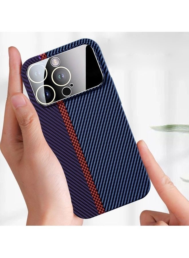 مارجون Aramid Carbon Fiber Case For Apple Iphone 14 Pro, Large Window Camera Protection Unique Design Mixed Amazing Color - Blue - Image 3