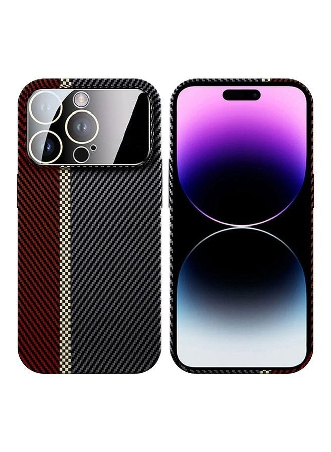 مارجون Aramid Carbon Fiber Case For Apple Iphone 14 Pro, Large Window Camera Protection Unique Design Mixed Amazing Color - Red - Image 2
