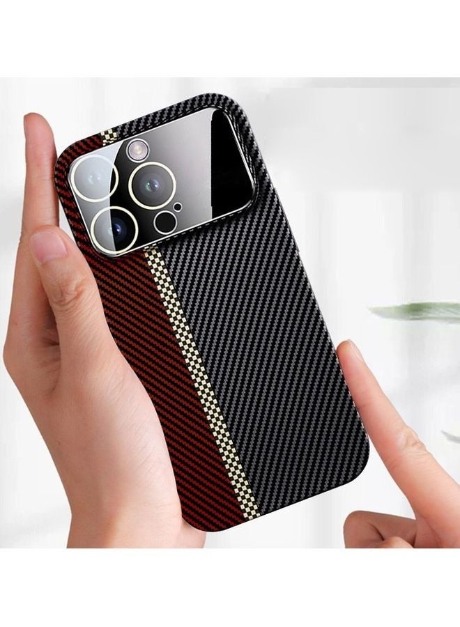 مارجون Aramid Carbon Fiber Case For Apple Iphone 14 Pro, Large Window Camera Protection Unique Design Mixed Amazing Color - Red - Image 3