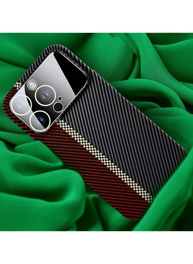 مارجون Aramid Carbon Fiber Case For Apple Iphone 14 Pro, Large Window Camera Protection Unique Design Mixed Amazing Color - Red - Image 4